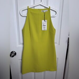 Zara Women's Vibrant Yellow Mini Dress